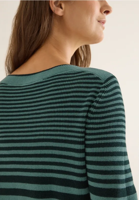 Gestreifter Pullover jewel green