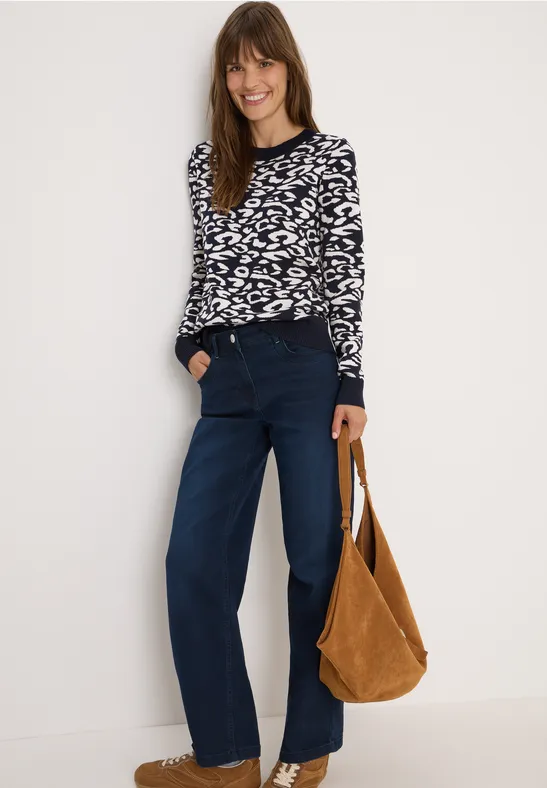 Leo Jacquard Pullover urban dark blue