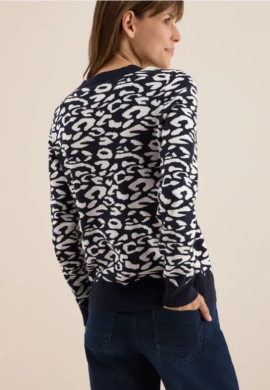 Leo Jacquard Pullover urban dark blue
