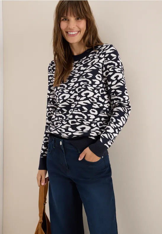 Leo Jacquard Pullover urban dark blue