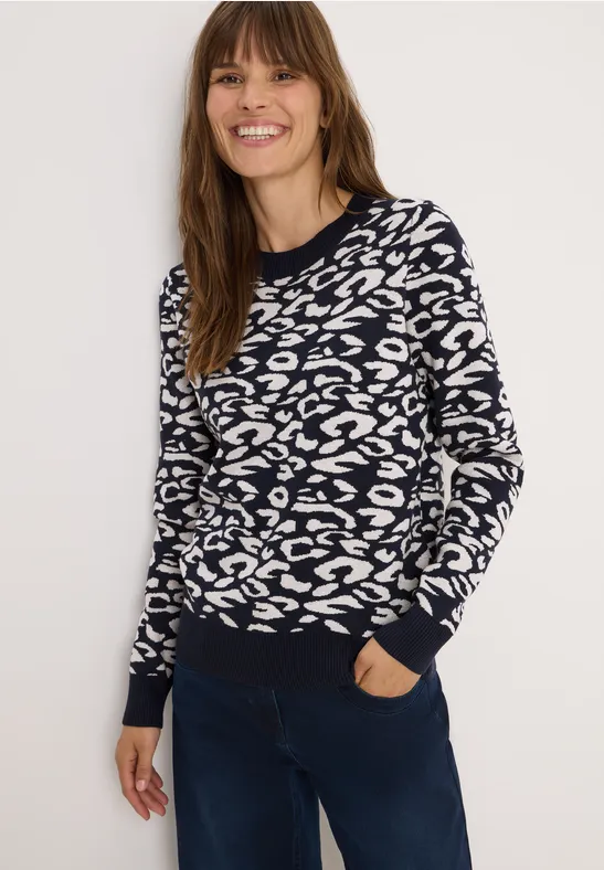 Leo Jacquard Pullover urban dark blue