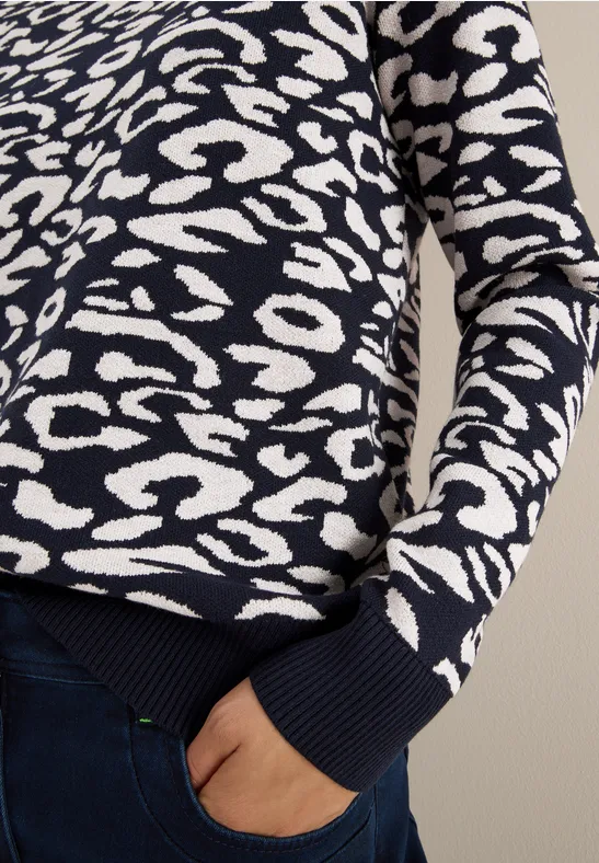 Leo Jacquard Pullover urban dark blue