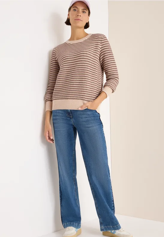 Two-Tone Strukturpullover cocoa taupe