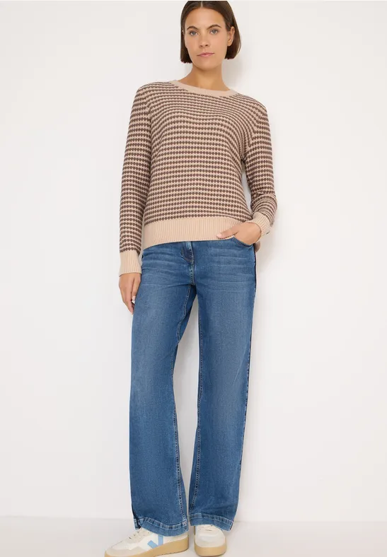 Two-Tone Strukturpullover cocoa taupe