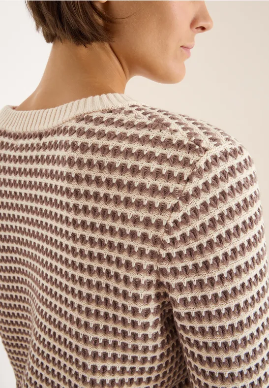 Two-Tone Strukturpullover cocoa taupe