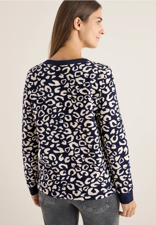 Sweatshirt met leopatroon urban dark blue