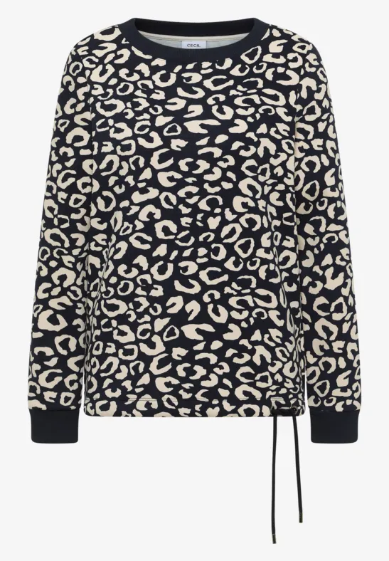 Sweatshirt met leopatroon urban dark blue