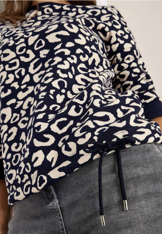 Sweatshirt met leopatroon urban dark blue