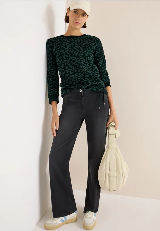Sweatshirt mit Leo-Muster ink green