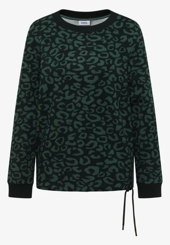 Sweatshirt mit Leo-Muster ink green