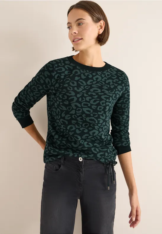 Sweatshirt mit Leo-Muster ink green