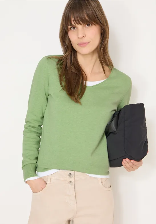 Basic Pullover bamboo green melange