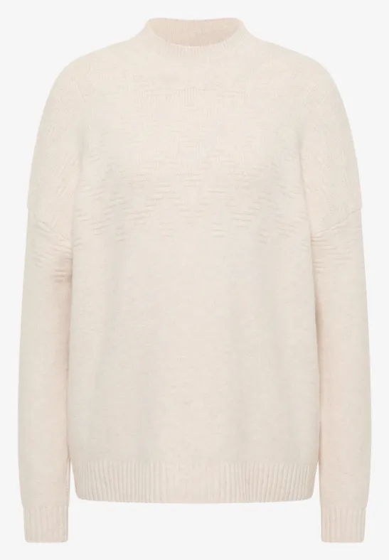Softer Jacquard Pullover oat milk beige melange