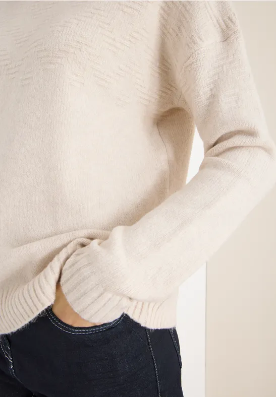 Softer Jacquard Pullover oat milk beige melange
