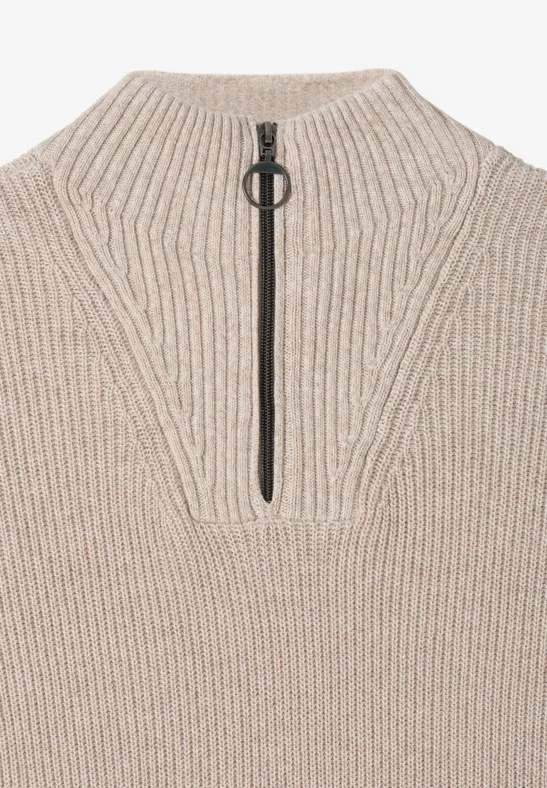Mouliné Pullover mit Troyer sandalwood beige melange