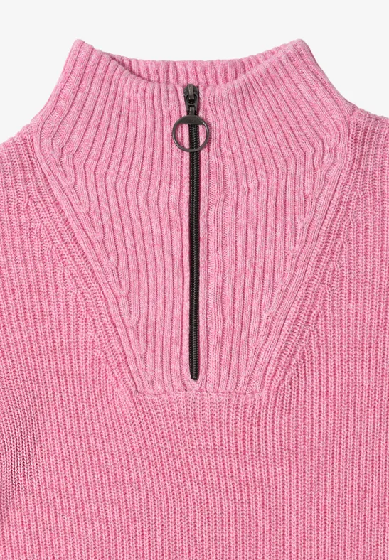 Mouliné Pullover mit Troyer dark blossom melange
