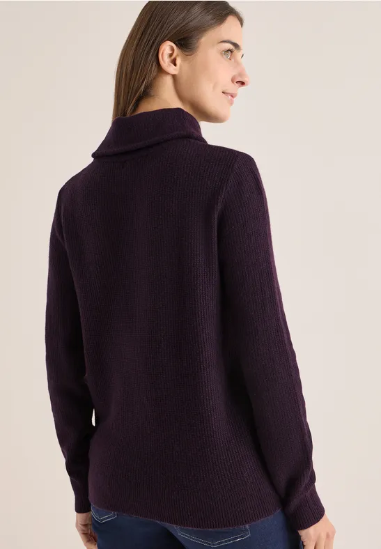 Strukturpullover eggplant red