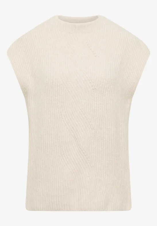 Trui met gebreid detail oat milk beige melange