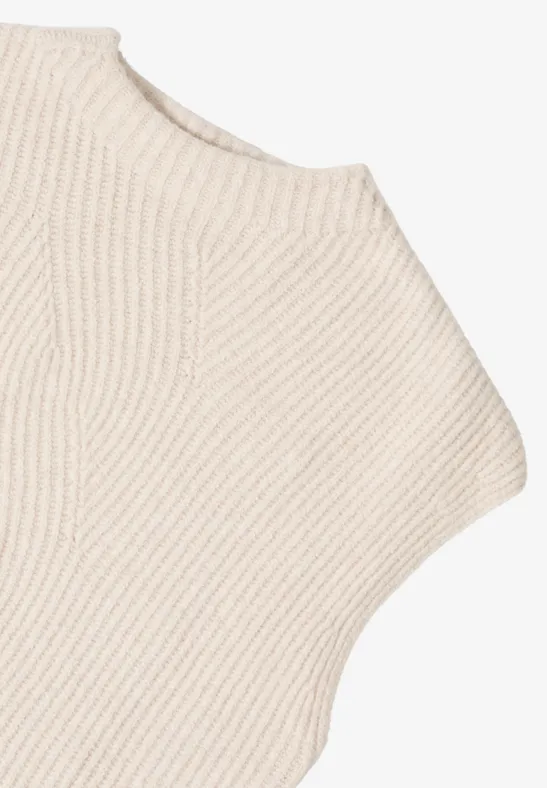 Trui met gebreid detail oat milk beige melange