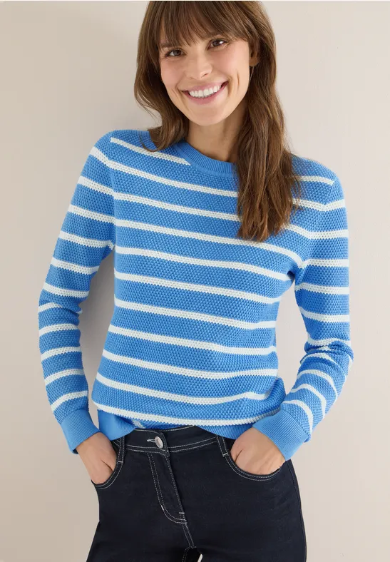 Gestreifter Pullover fountain blue