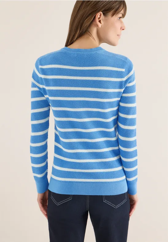 Gestreifter Pullover fountain blue