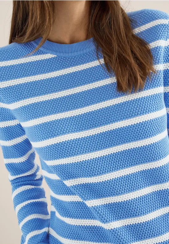 Gestreifter Pullover fountain blue