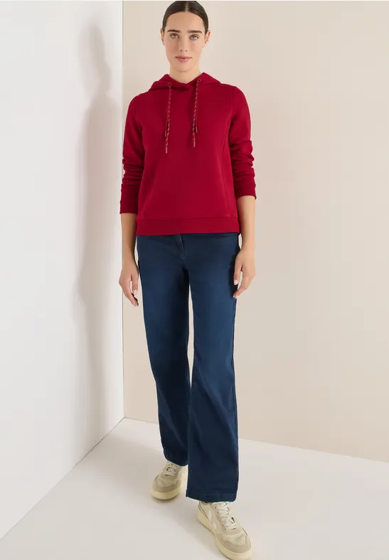 Hoodie mit Stickerei beaujolais red