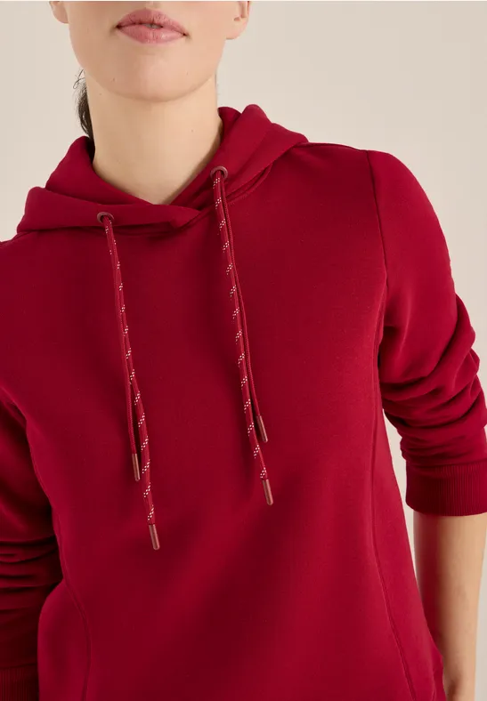 Hoodie mit Stickerei beaujolais red