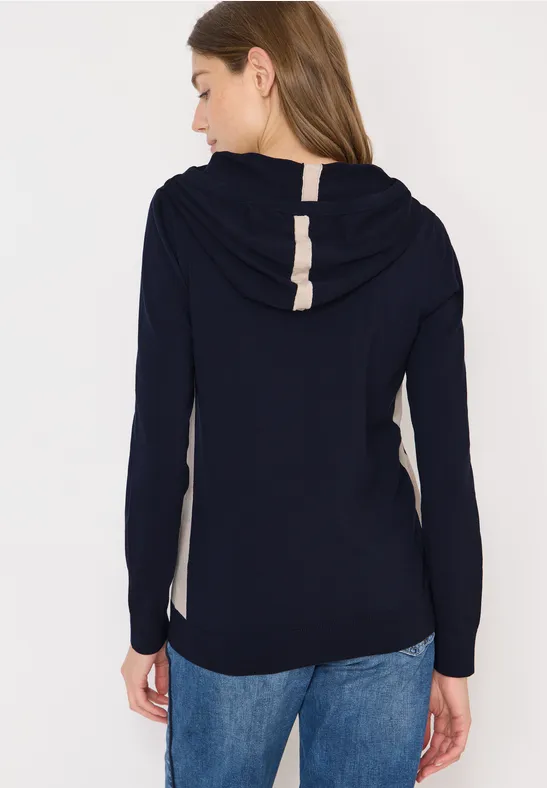 Fijn gebreide hoodie urban dark blue