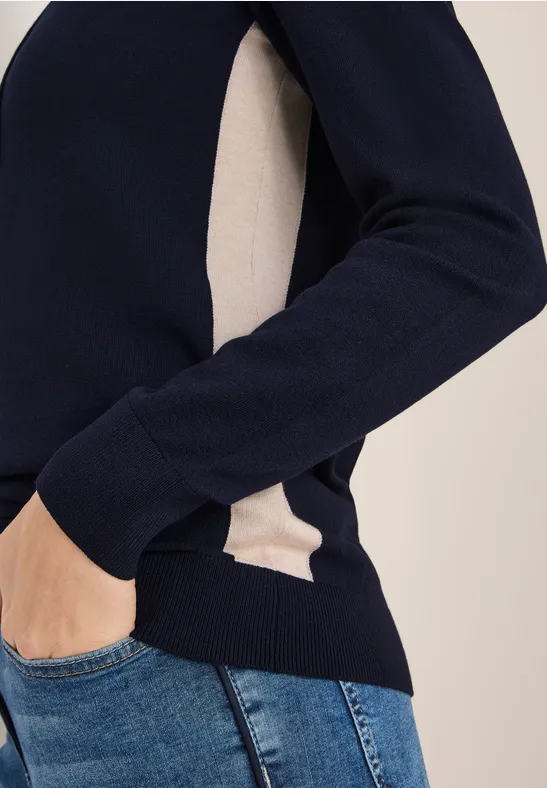 Fijn gebreide hoodie urban dark blue