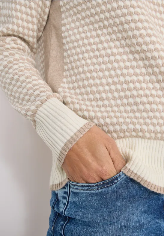 Struktur-Pullover sandalwood beige melange