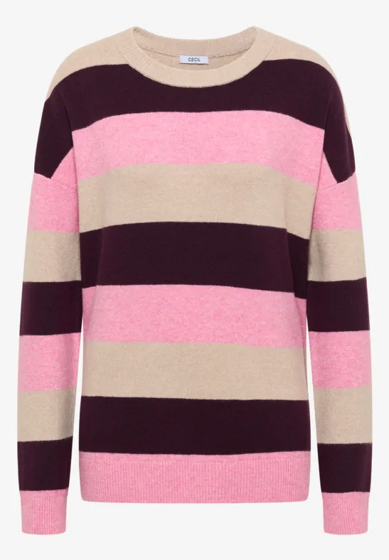 Pull à rayures eggplant red