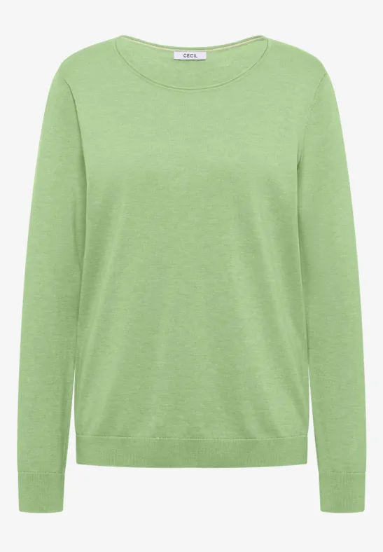 Trui in effen kleur bamboo green melange