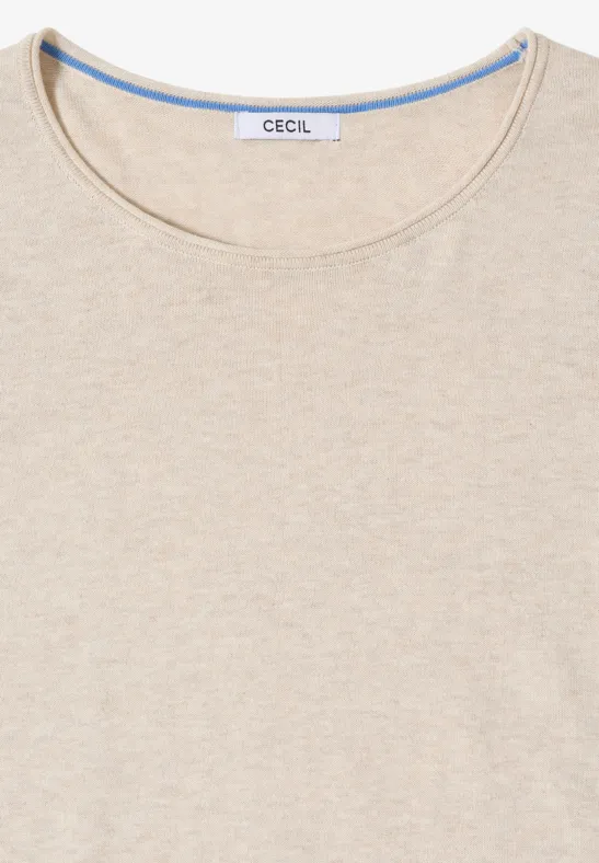 Pullover in Unifarbe egg beige melange