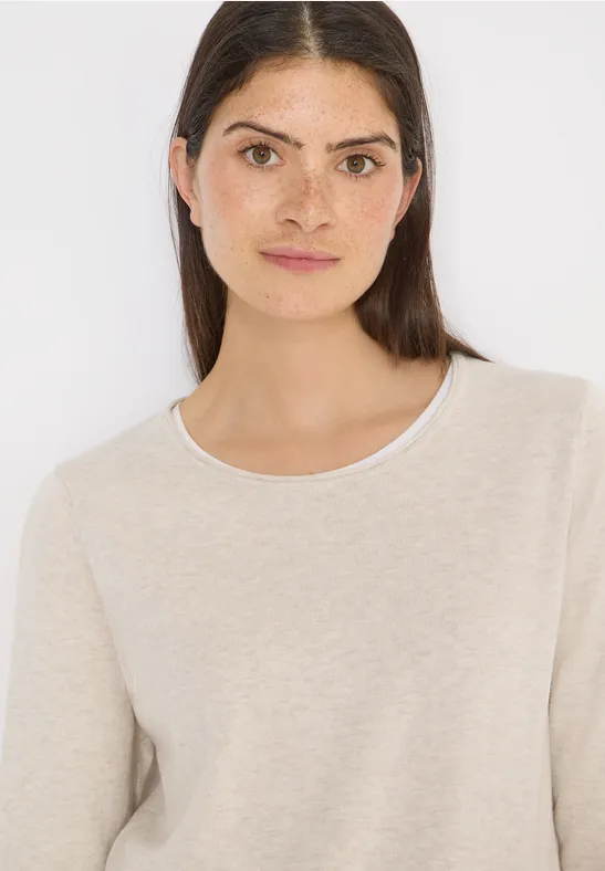 Pullover in Unifarbe egg beige melange