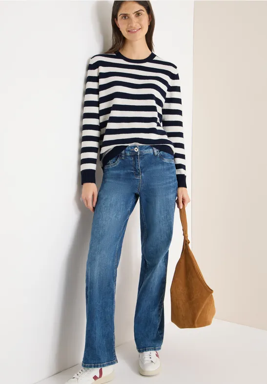 Sweter melanżowy w paski urban dark blue