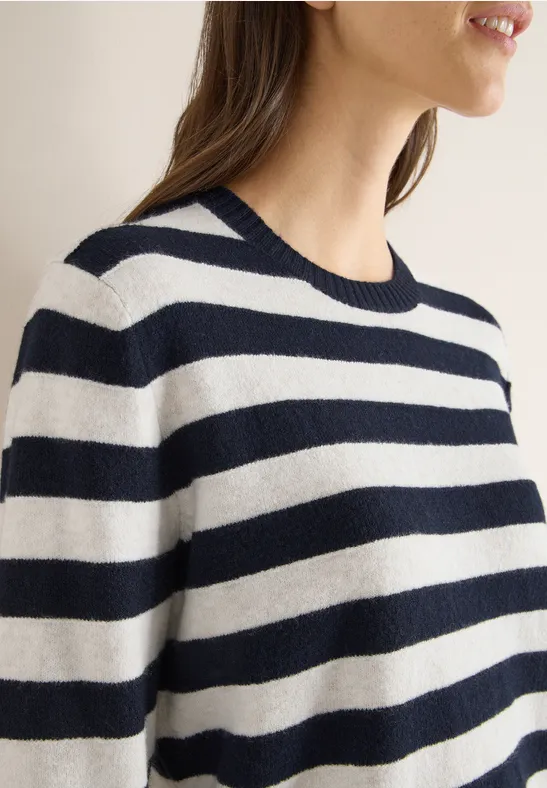 Sweter melanżowy w paski urban dark blue