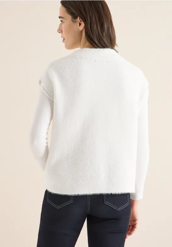 Tweekleurige trui van verengaren light greige