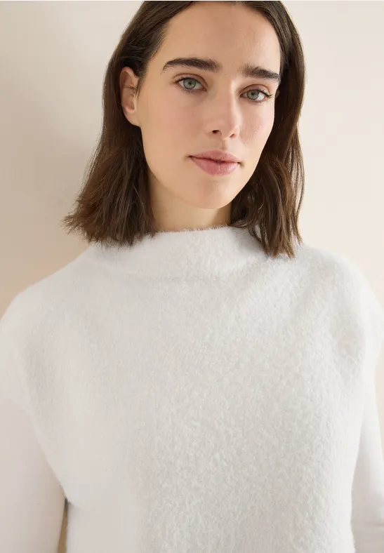 Tweekleurige trui van verengaren light greige