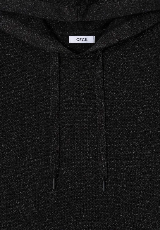 Jacquard hoodie met glitter Black
