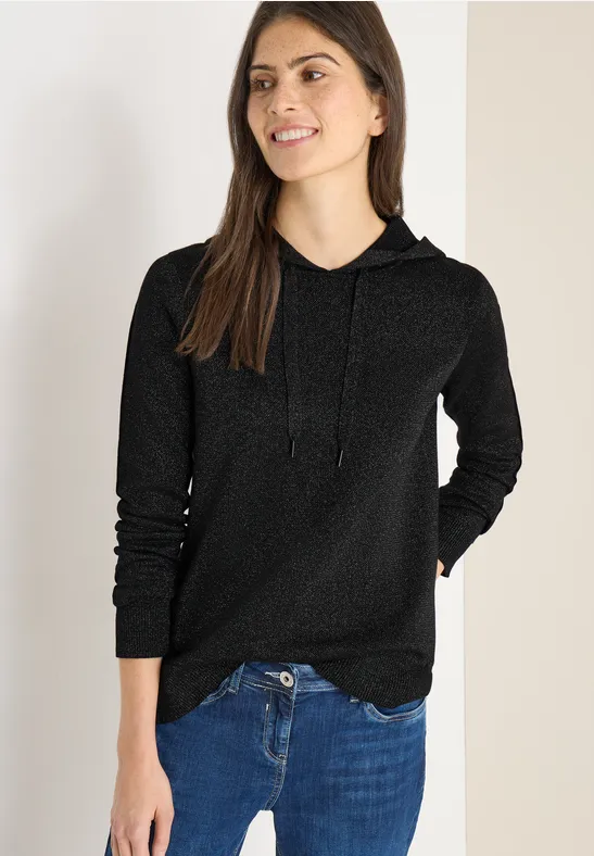 Jacquard hoodie met glitter Black