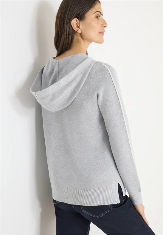 Jacquard hoodie met glitter luna grey melange