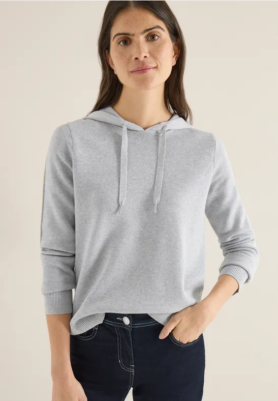 Jacquard hoodie met glitter luna grey melange