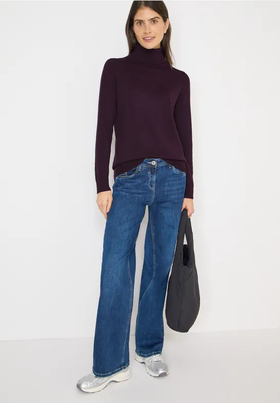 Pull à col roulé basique eggplant red