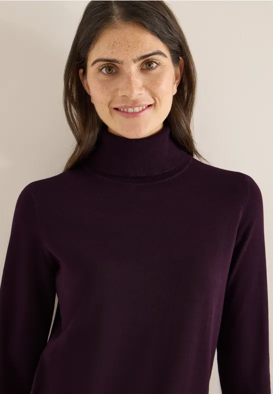 Pull à col roulé basique eggplant red