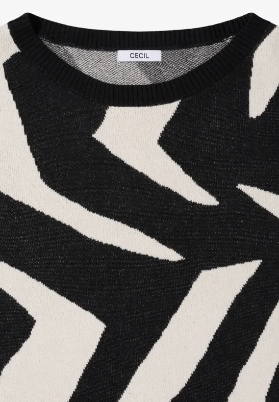 Trui met grafisch patroon Black