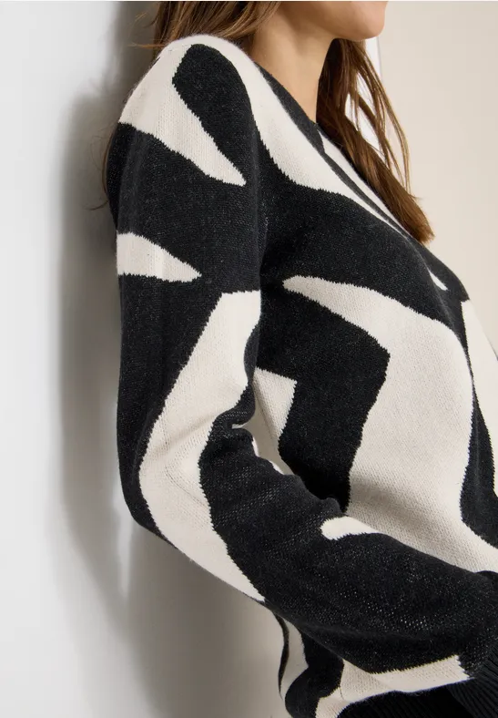 Trui met grafisch patroon Black