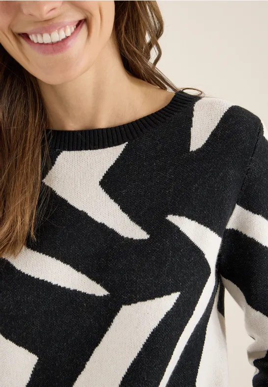 Trui met grafisch patroon Black