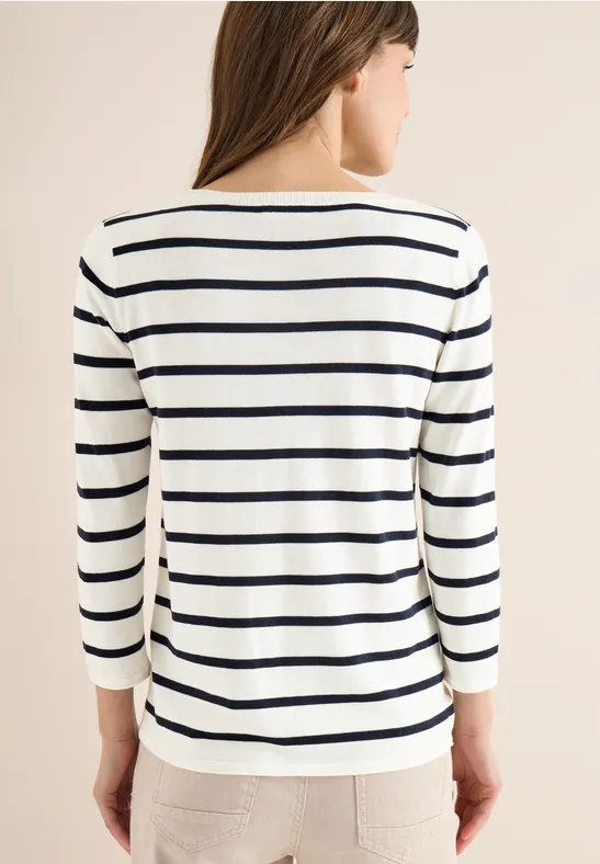 Trui met strepen vanilla white