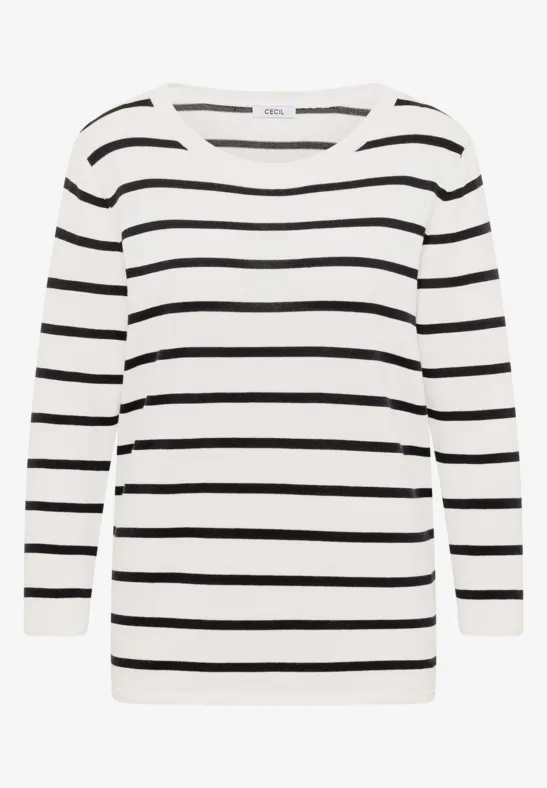 Trui met strepen vanilla white